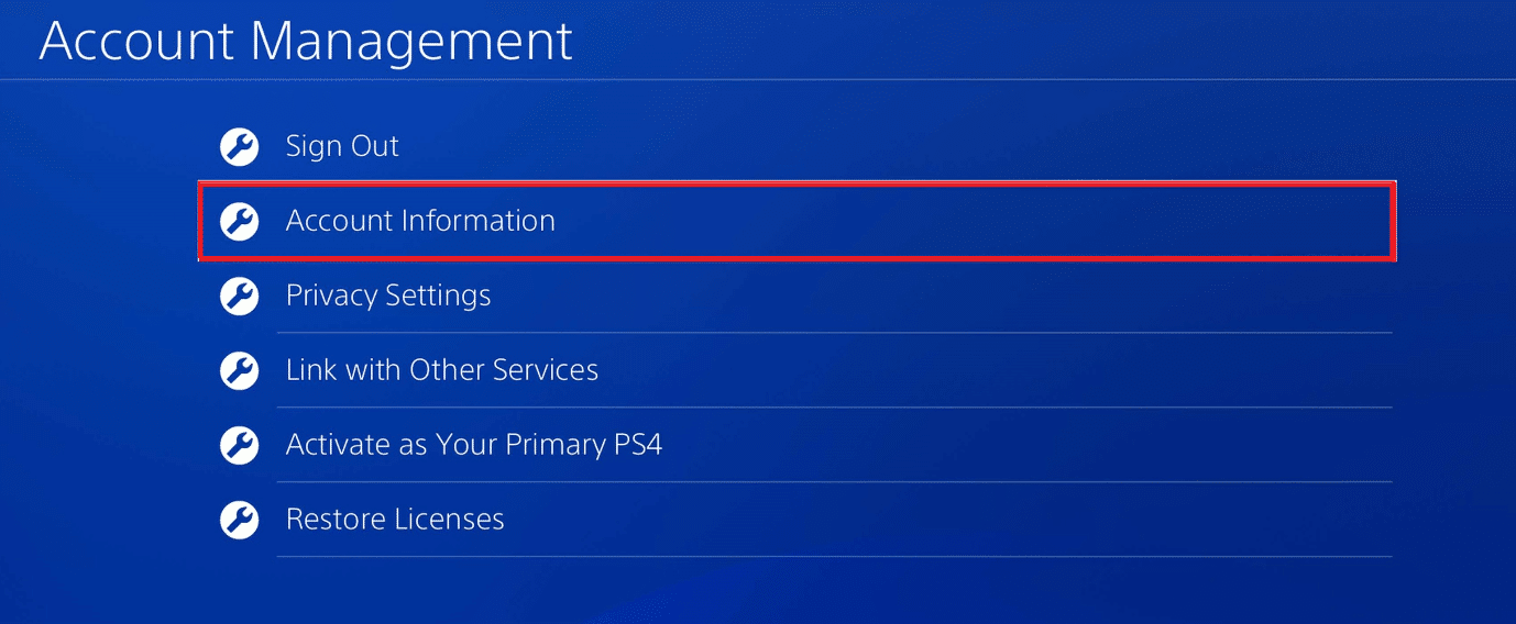 información de la cuenta en ps4