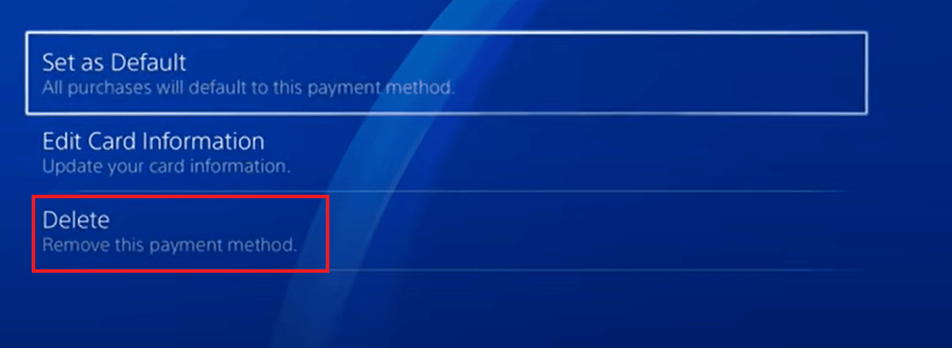 eliminar la opción para el método de pago en ps4. Corrige el código de error WS-43709-3 en PS4