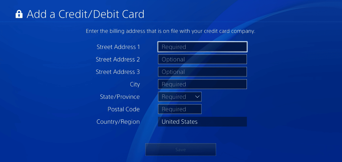 añadir una tarjeta de crédito en ps4