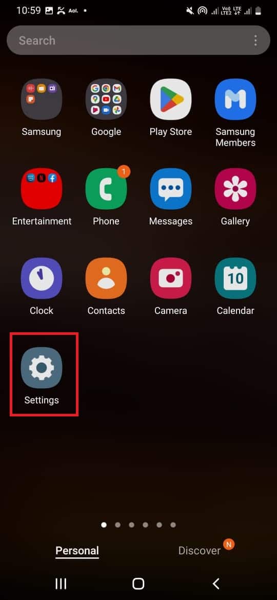 En su teléfono Android, abra el menú de configuración.
