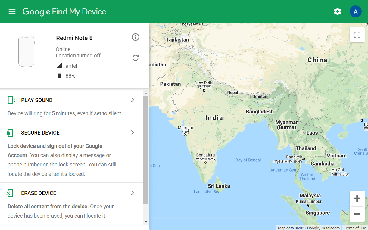 Google encuentra mi dispositivo. Cómo apagar la tableta Samsung S6 Lite