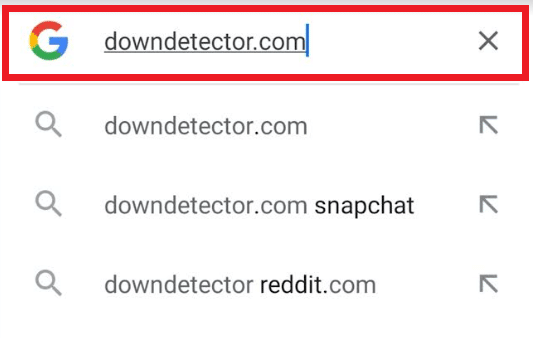 Vaya al navegador web y escriba downdetector.com