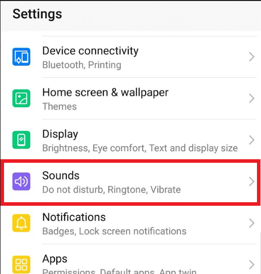 Encuentra la opción Sonidos y tócala. Solucionar problemas de sonido de Amazon Prime