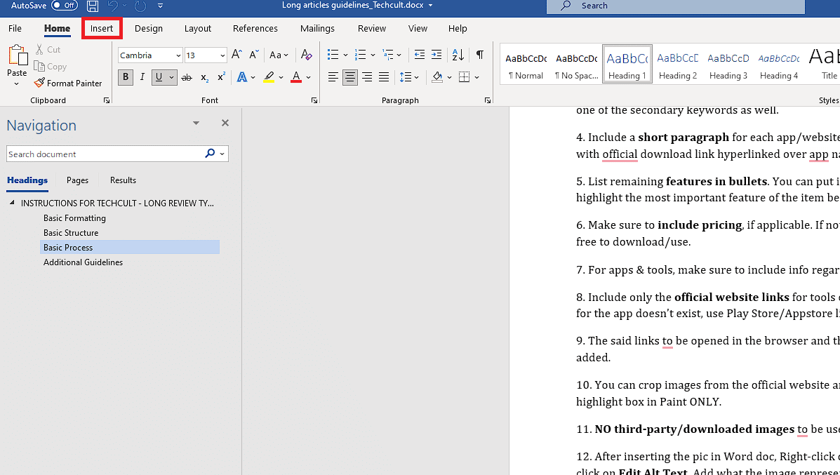 Haga clic en la pestaña Insertar