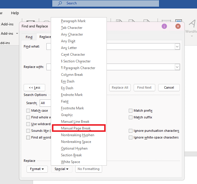 haga clic en Salto de página manual.