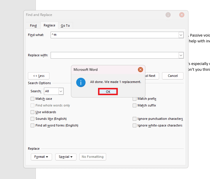 haga clic en Aceptar en la ventana emergente.