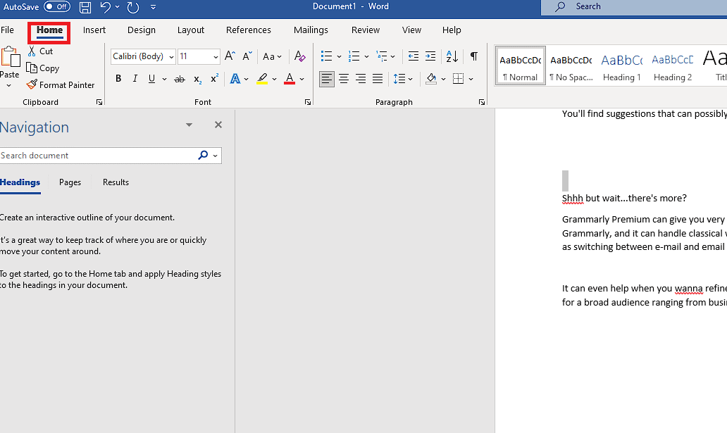 haga clic en la pestaña Inicio.