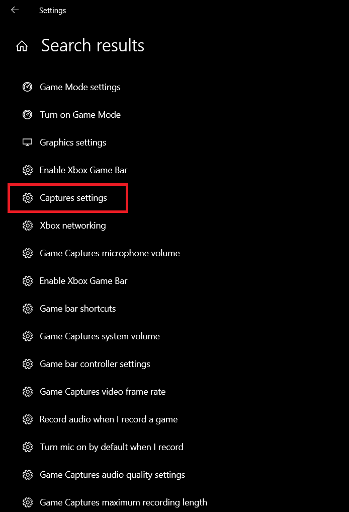 haga clic en Configuración de capturas