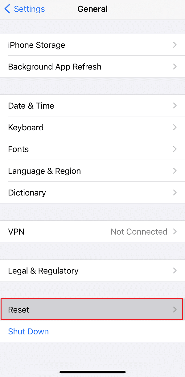 En un iPhone, navegue hasta General y luego toque Restablecer.  Arreglar el color de relleno de Procreate que no funciona