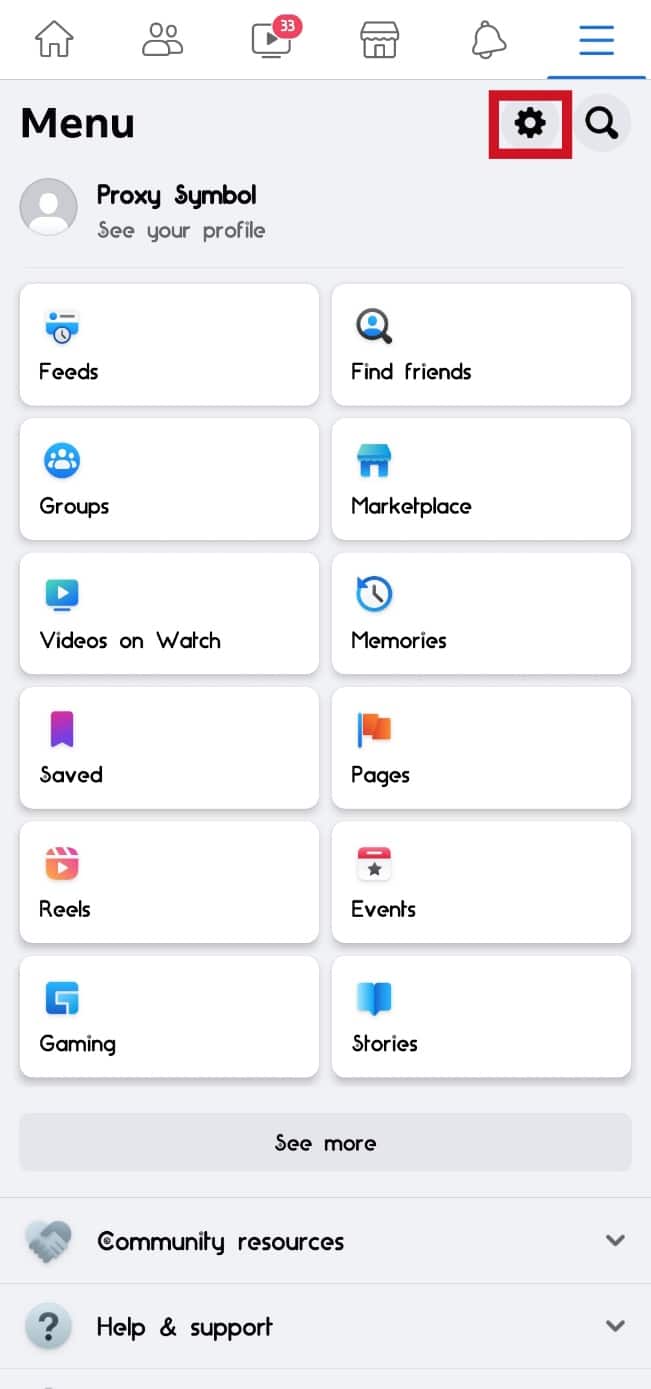 Toque el icono de la rueda dentada |  Cómo restablecer Bumble