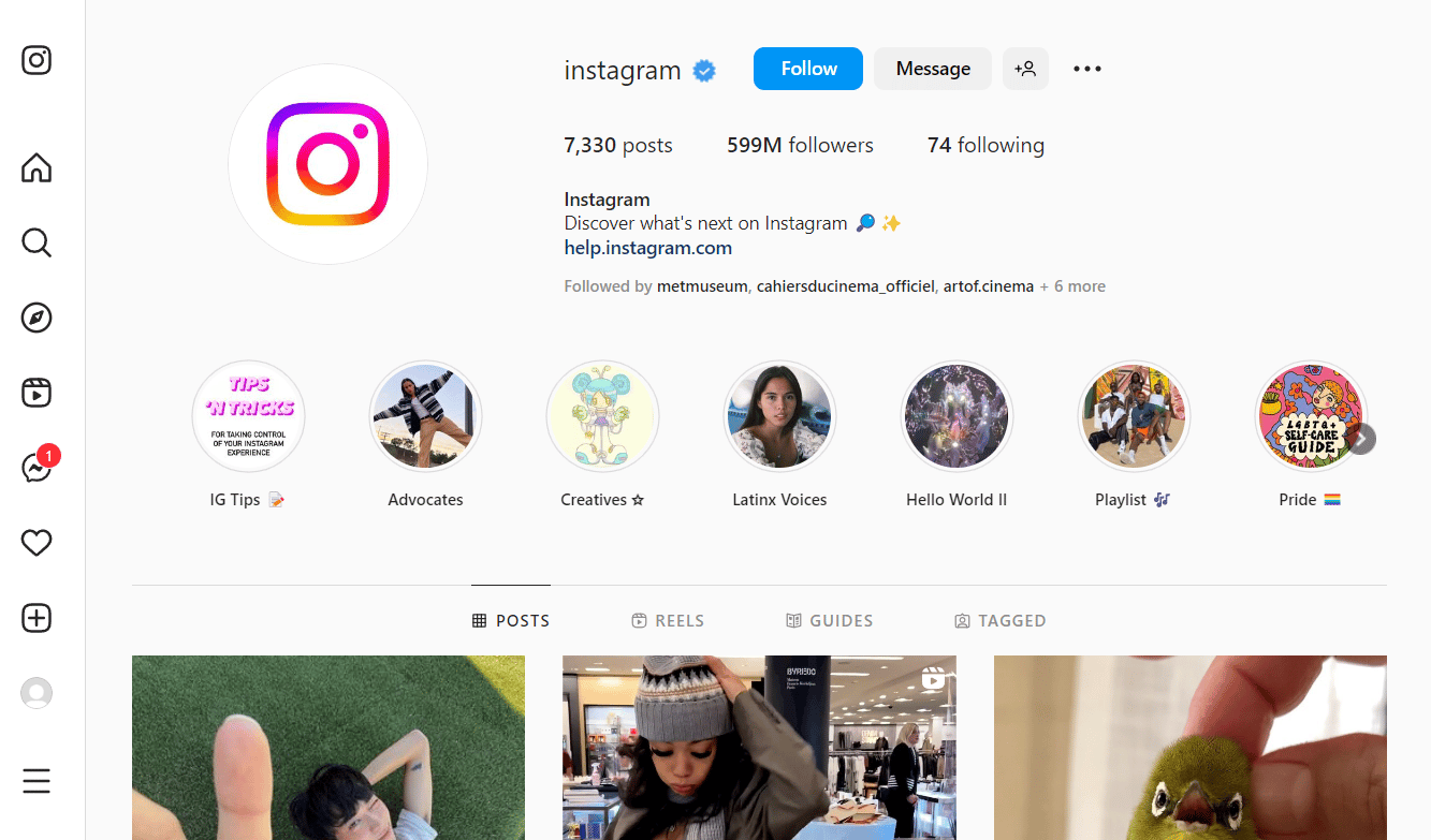 sitio web de Instagram