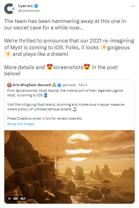 Tuit cian sobre Myst