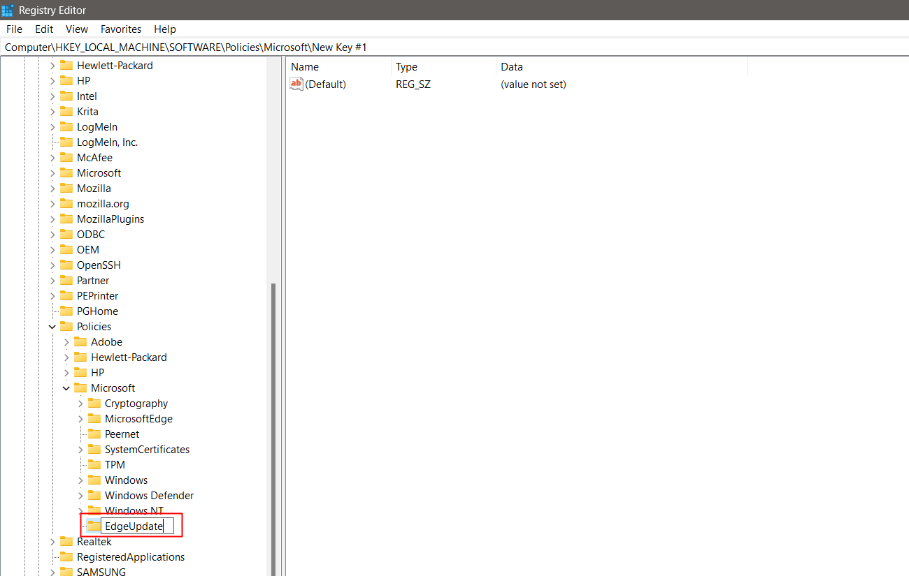 Rama EdgeUpdate creada