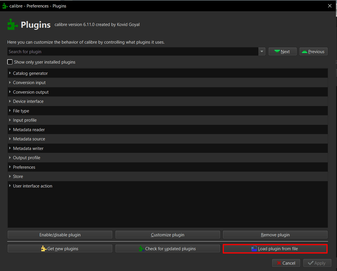 Elija Cargar complemento desde la opción de archivo