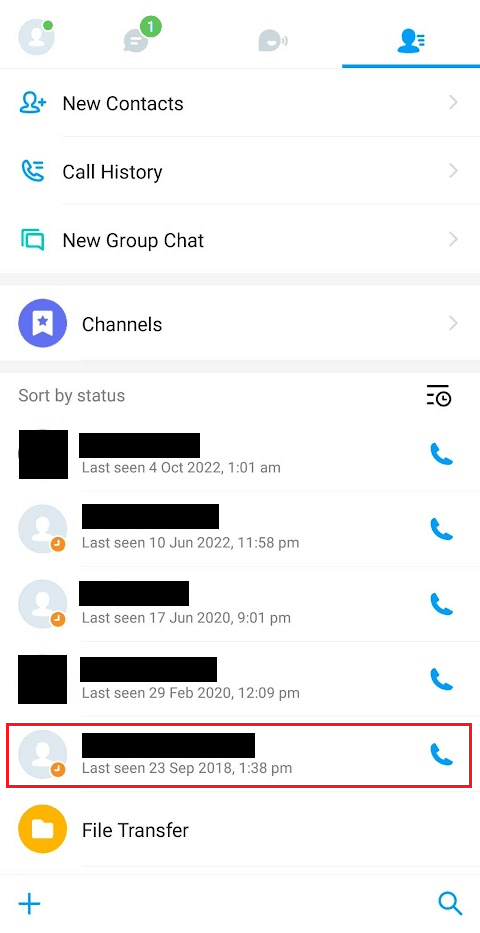 Toque el contacto deseado de la lista