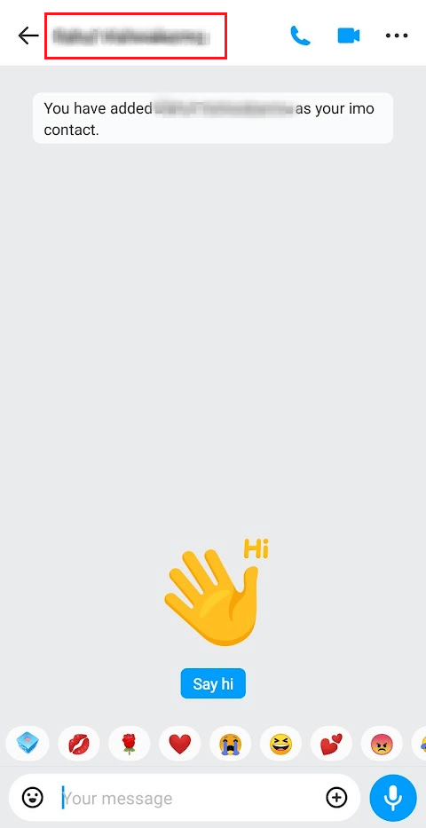 toque el nombre del contacto desde la parte superior