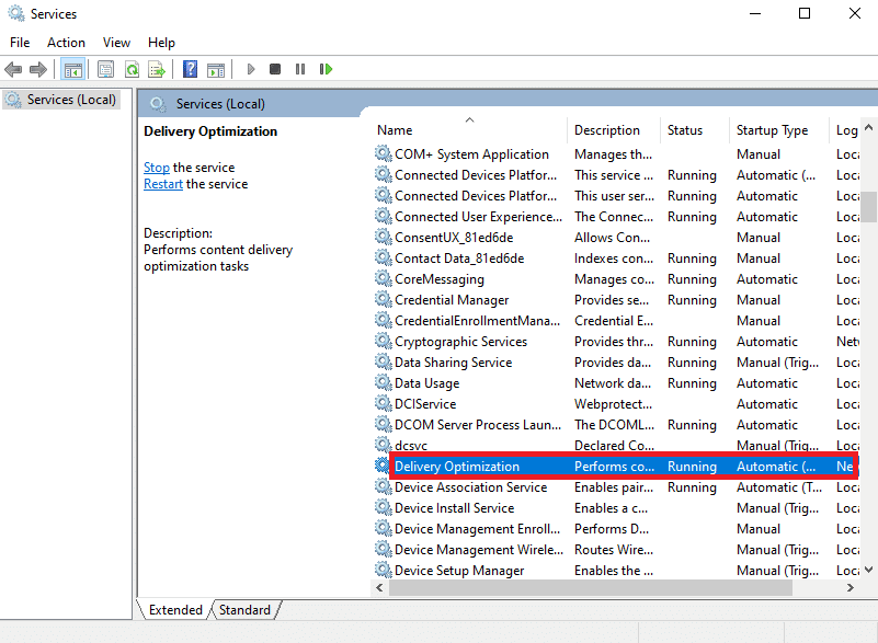 busque el servicio de optimización de entrega. 9 formas de arreglar el error de instalación de Xbox Game Pass 0x800700e9 en PC