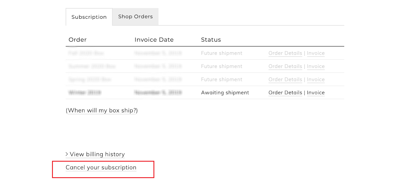 haga clic en Cancelar su suscripción en la parte inferior de la página