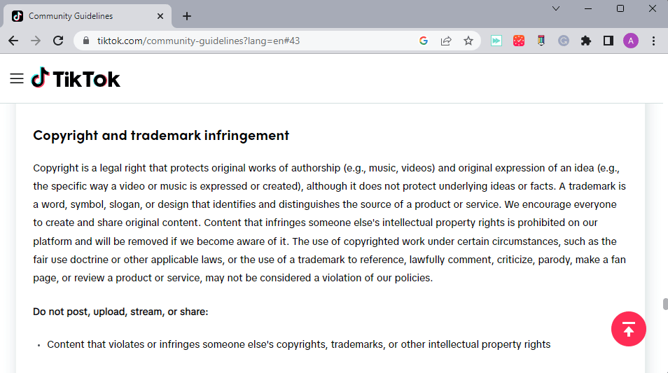 Infracción de derechos de autor y marca registrada - TikTok