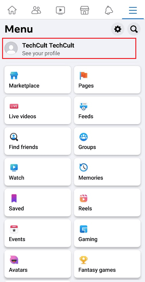 Toca el nombre de tu perfil para ver tu perfil |  Cómo descargar todas las fotos de Facebook a la vez