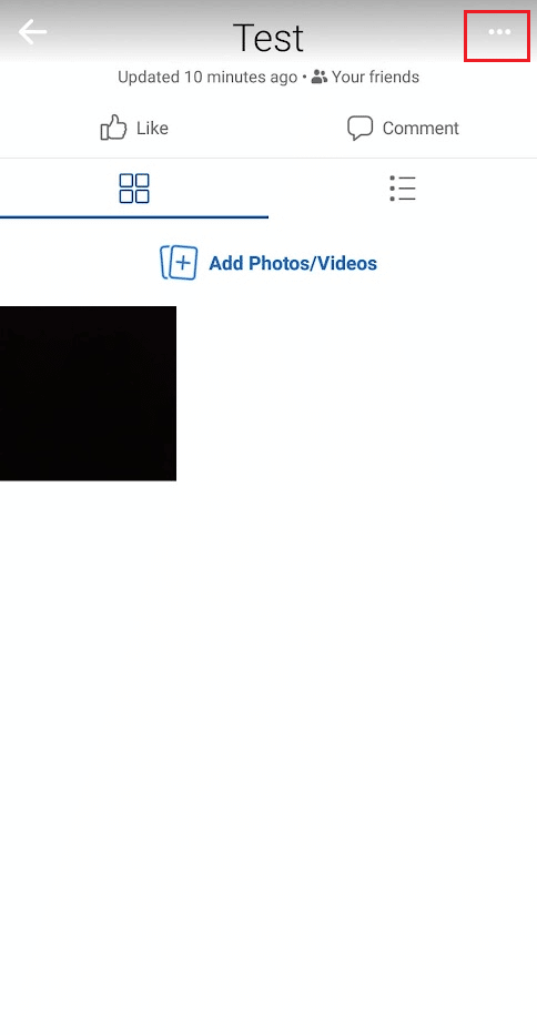 Toque el ícono de tres puntos en la esquina superior derecha |  Cómo descargar todas las fotos de Facebook a la vez