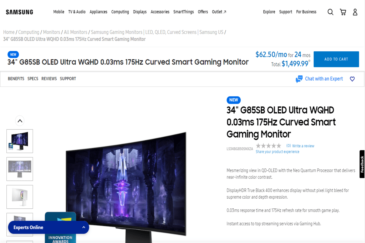 Samsung lanza su primer monitor OLED para juegos