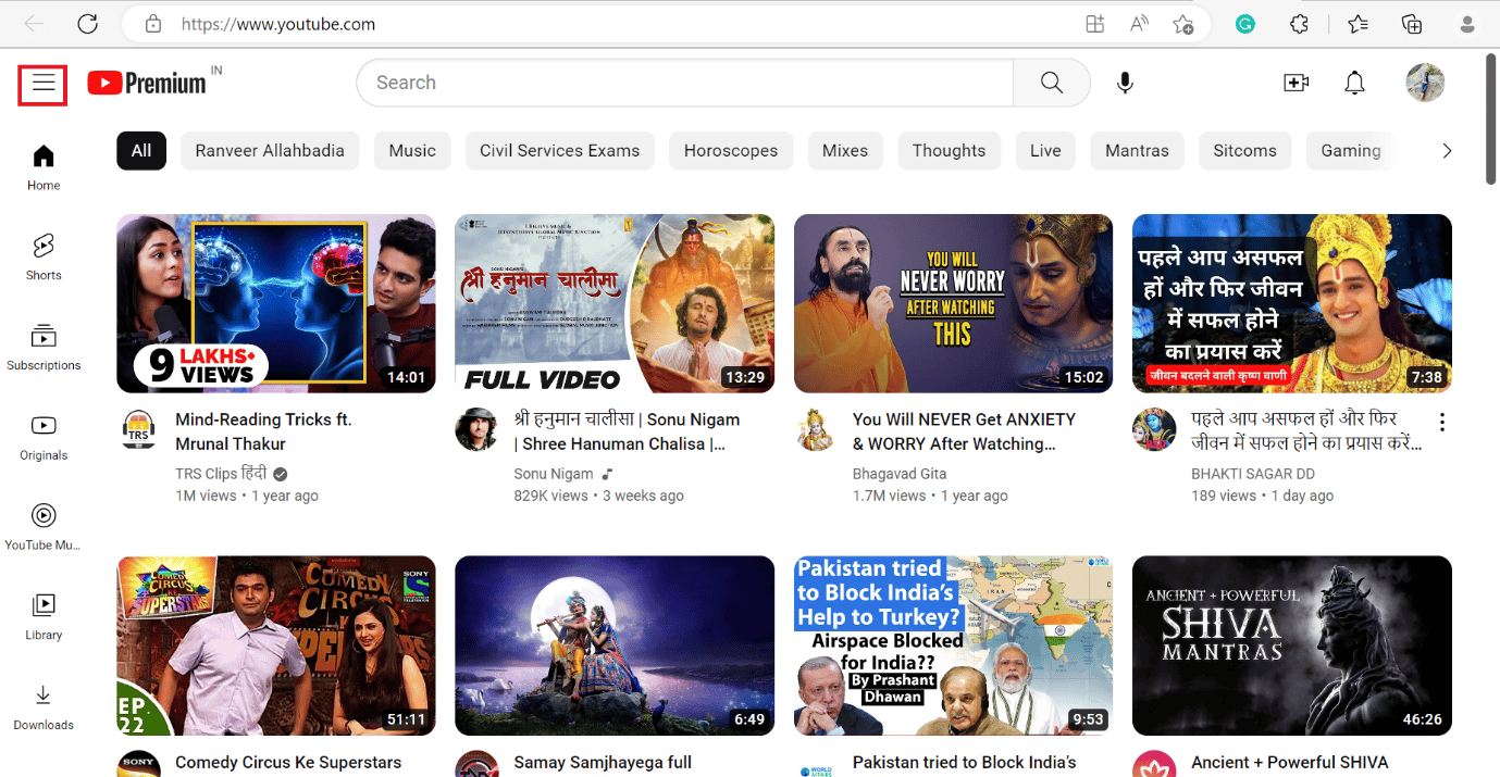 icono de tres líneas de youtube