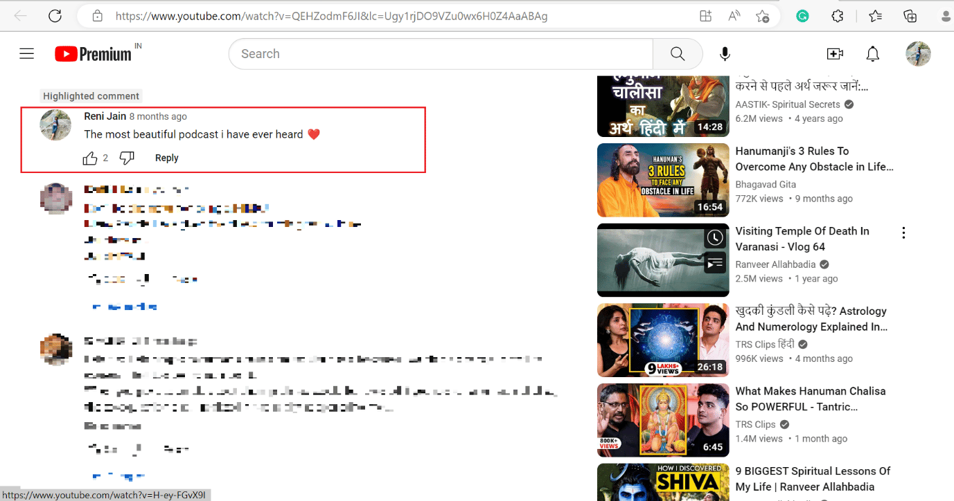 encontrar comentario youtube