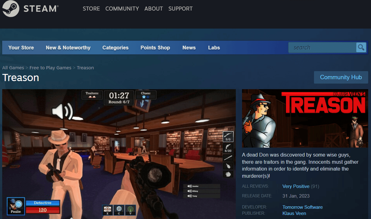 página de vapor de Traición |  Nuevos lanzamientos gratuitos populares en Steam