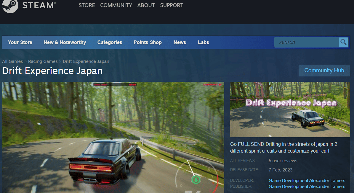 página de vapor de Drift Experience japón |  Nuevos lanzamientos gratuitos populares en Steam