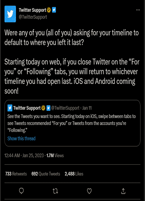 El sitio web de Twitter ahora puede predeterminar la siguiente línea de tiempo