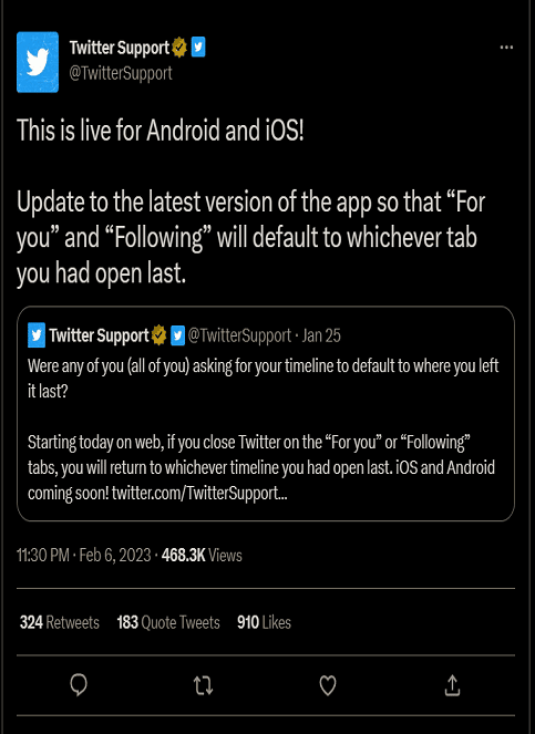 Twitter ahora puede predeterminar la siguiente línea de tiempo