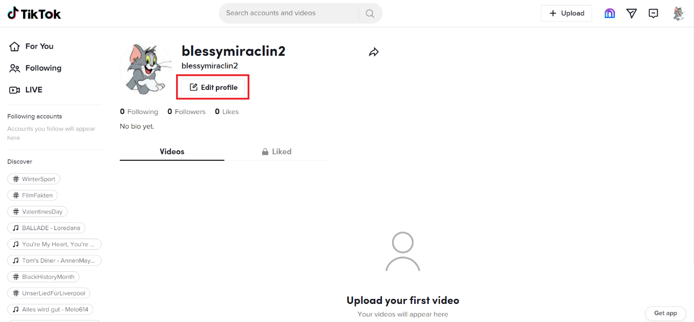 Haga clic en Editar perfil
