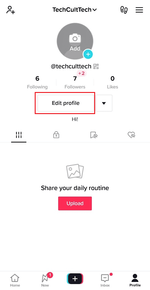 Toca Editar perfil | Cómo cambiar tu nombre de usuario de TikTok