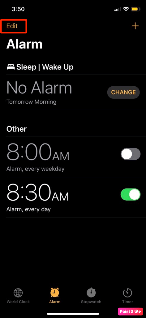 toca editar |  solucionar problema de alarma silenciosa en iPhone