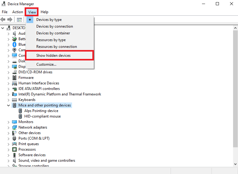 haga clic en Mostrar dispositivos ocultos. Solucionar el problema de desplazamiento de Windows por sí mismo