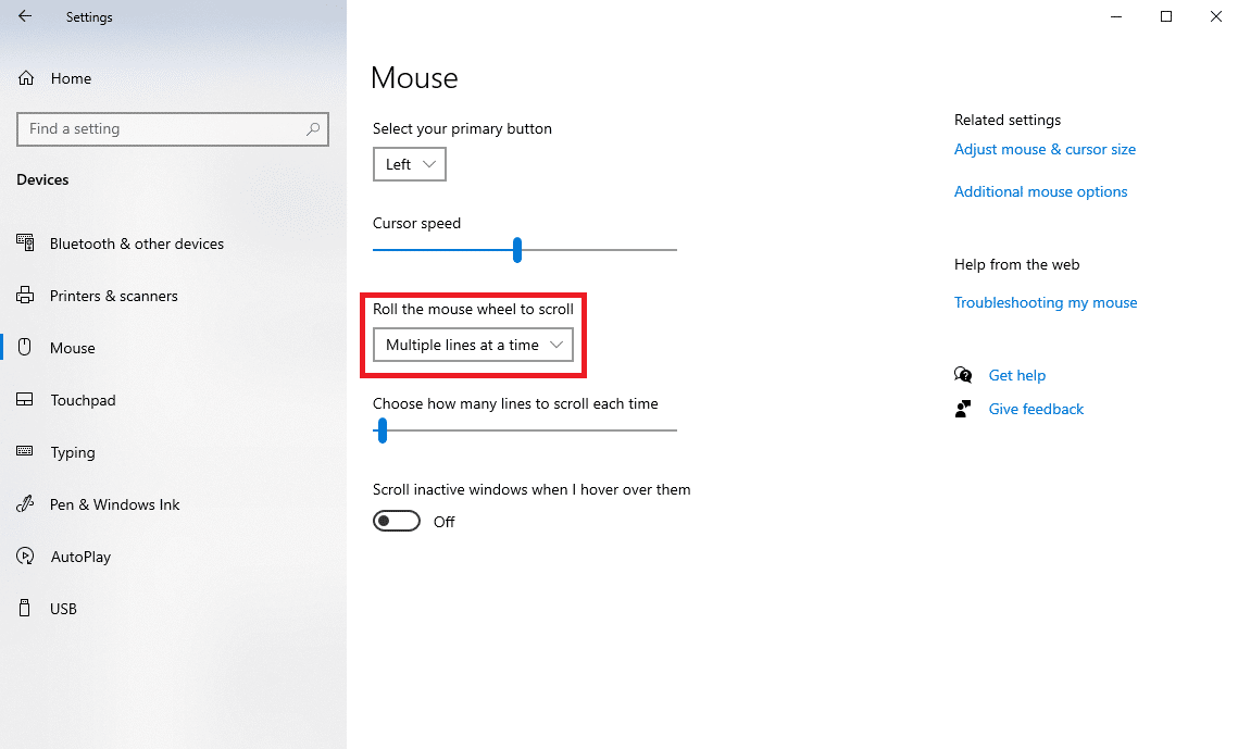 seleccione Múltiples líneas a la vez. Solucionar el problema de desplazamiento de Windows por sí mismo