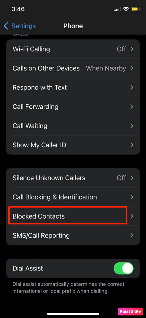toque en contactos bloqueados 