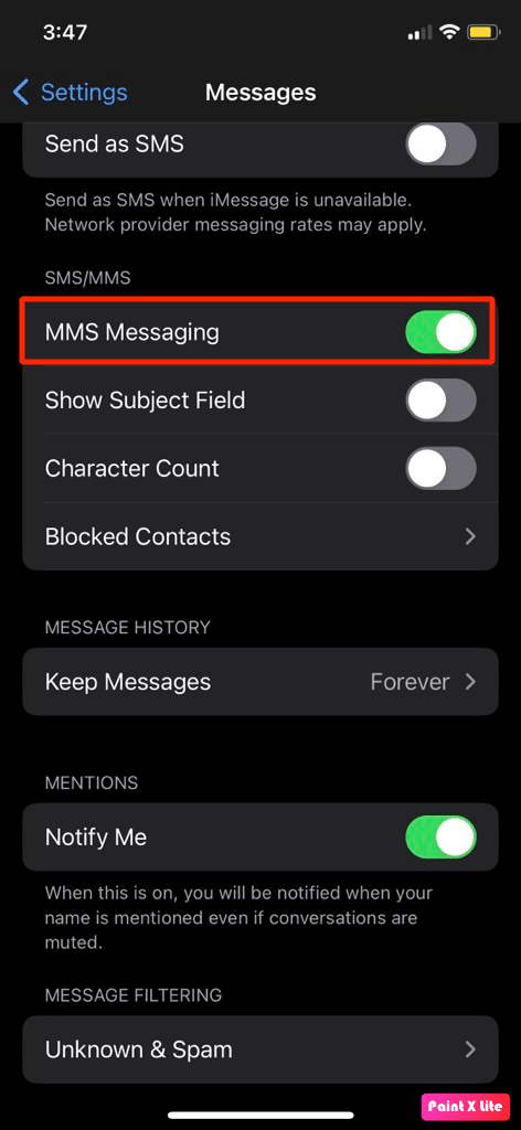activar la mensajería mms |  iPhone no recibe mensajes de texto de Android