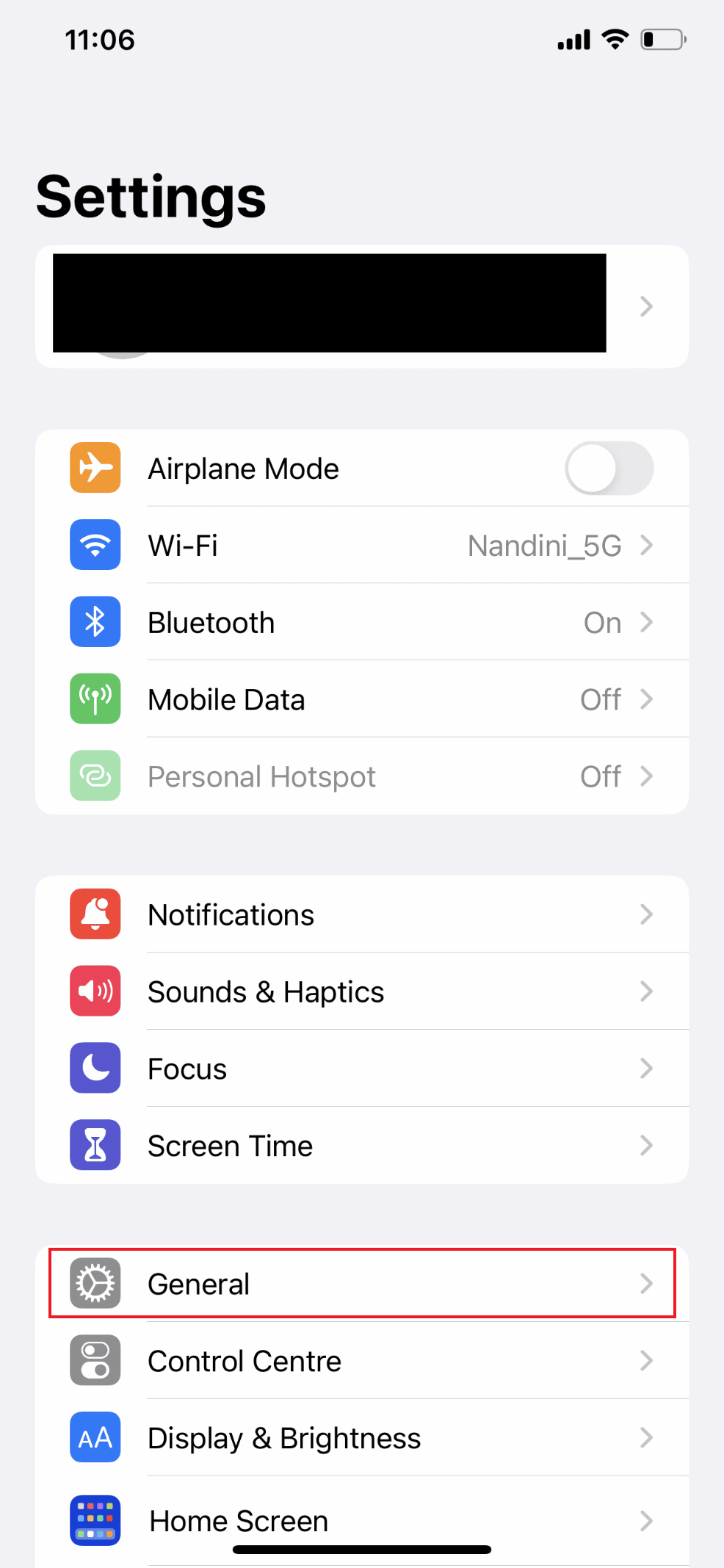 Seleccione Generales |  iPhone no recibe mensajes de texto de Android