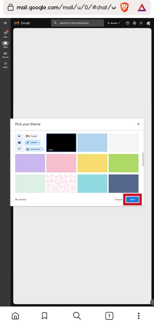 Seleccione la opción Oscuro |  Modo oscuro de Gmail Windows 10, 11 y iPhone