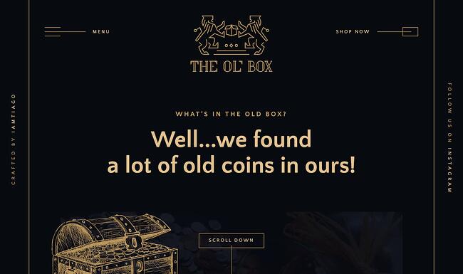 ejemplo de diseño de sitio web de estilo vintage: caja antigua