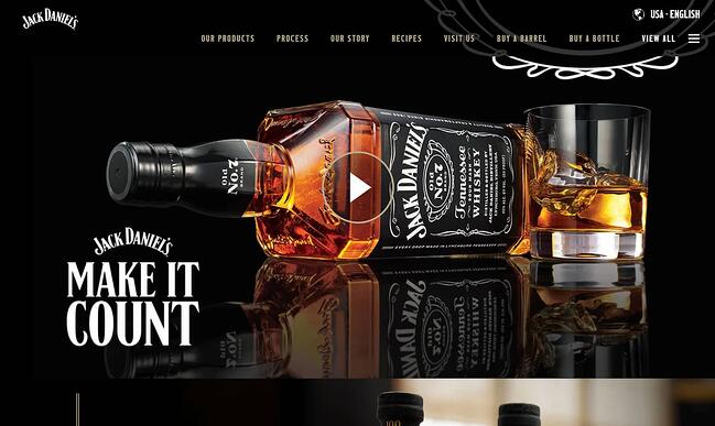 ejemplo de diseño de sitio web de estilo vintage: jack daniels