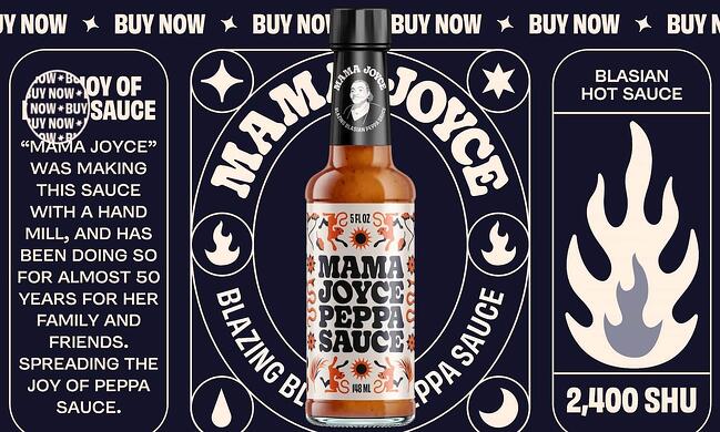 ejemplo de diseño de sitio web vintage: mama joyce peppa sauce