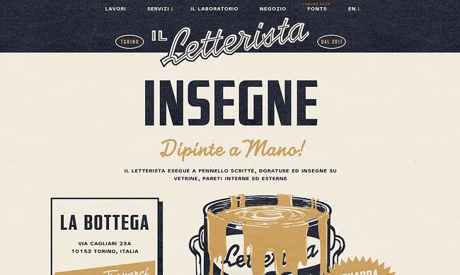 ejemplo de diseño de sitio web de estilo vintage: il letterista