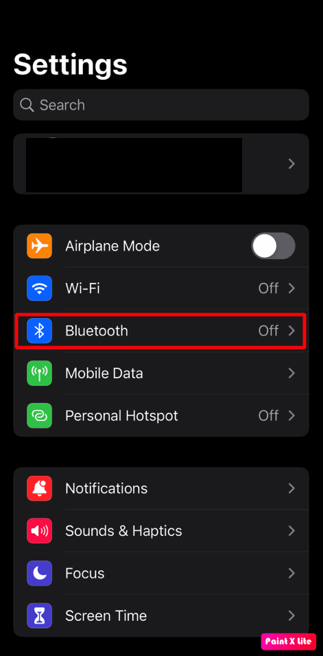 toca la opción de bluetooth