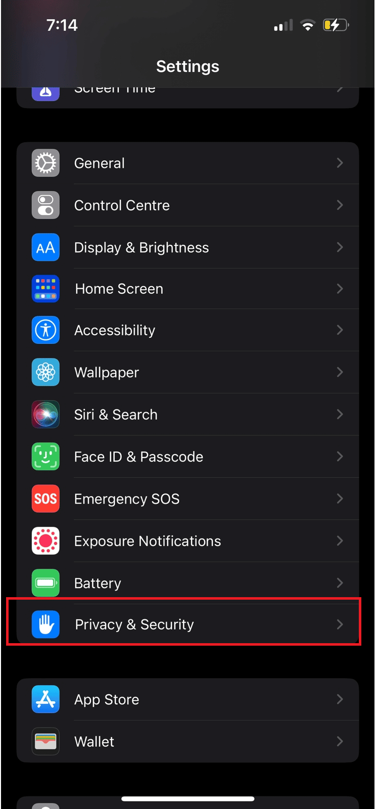 seleccione Privacidad y seguridad |  Configuración de la cámara de Whatsapp