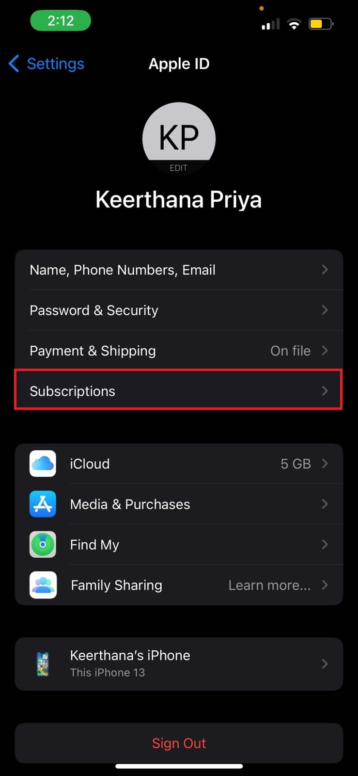 toca Suscripción |  cancelar Grammarly en el teléfono
