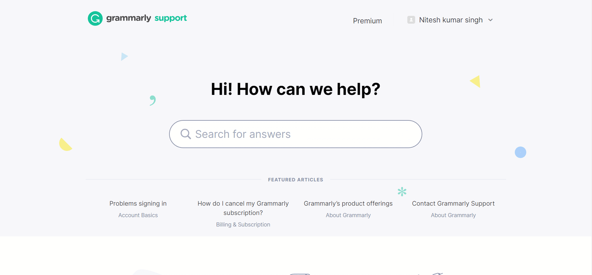 Vaya a la página support.Grammarly.com.  |  Cómo cancelar la suscripción a Grammarly
