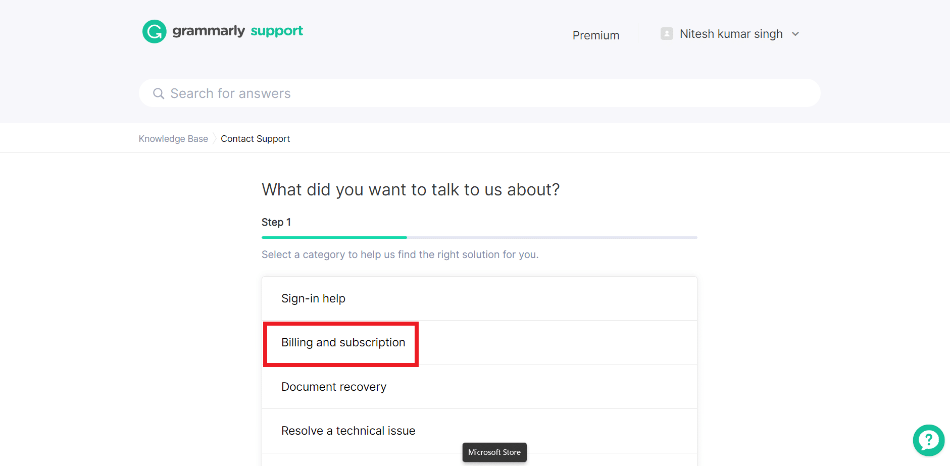 haz clic en la opción Facturación y suscripción.